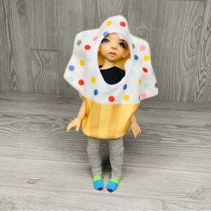 Elf costume , holiday helper costume cupcake Christmas doll clothes